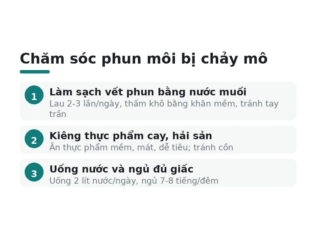 Cách chăm sóc và xử lý phun môi bị chảy nước mô
